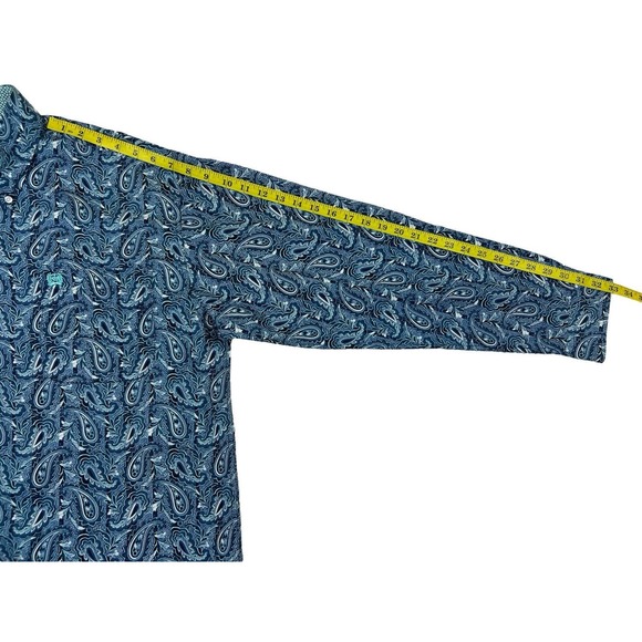 Cinch Country Blue Paisley Button Down Long Sleeve‎ Men Shirt Sz L - Picture 4 of 6